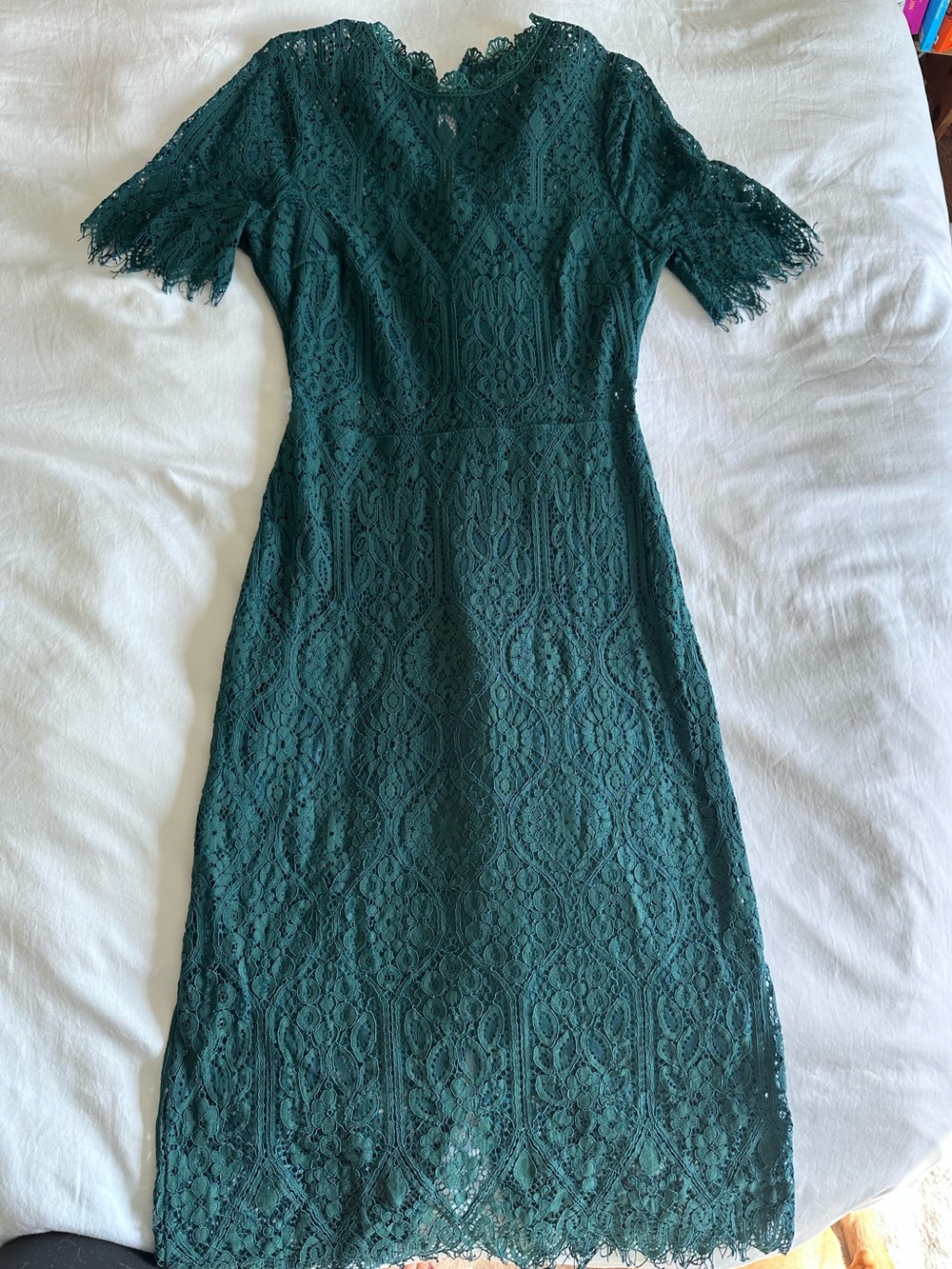 Lulu's Emerald Green Lace Midi Dress